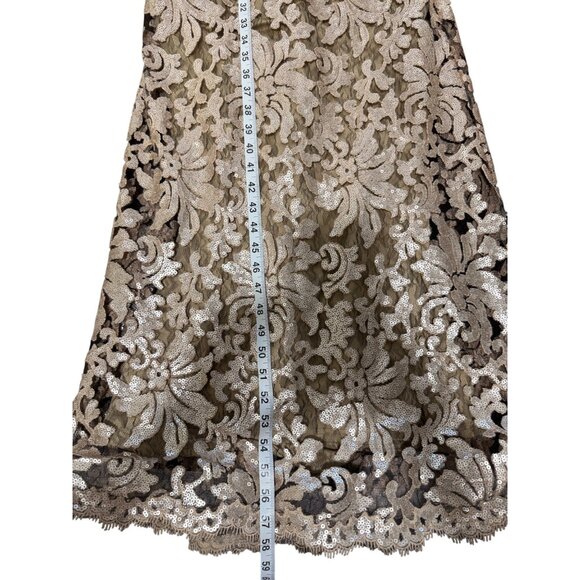 Tadashi Shoji Womens Gown Rose Gold Lace Floral Dress Full-Length Formal Size 0 - Picture 6 of 10